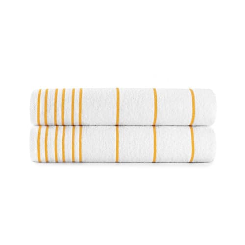 Sanibel Collection Pool Towel, 95% Cotton / 5% Polyester, 30x60, 13.0 lbs/dz, White/Yellow Stripes